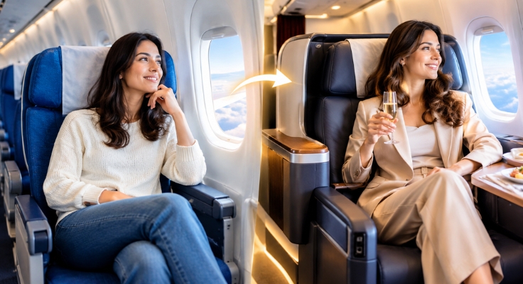Wie kann ich meinen Economy-Sitz in die Business Class upgraden?